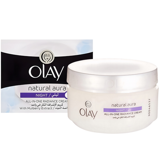 OLAY NATURAL AURA NIGHT ALL-IN-ONE RADIANCE CREAM Glimm Glory